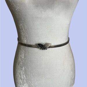 Vtg 70s silver tone stretchy butterfly belt one size